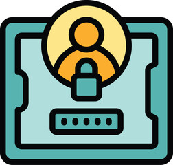 Poster - Fast login icon outline vector. Form register. Computer account color flat