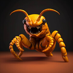 Wall Mural - 3d illustration of a monster on a dark background. 3d rendering