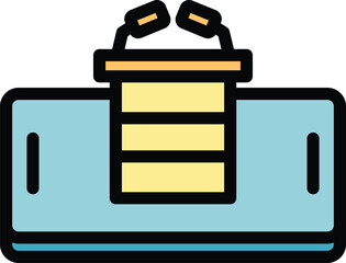 Poster - Election speaker icon outline vector. Vote online. Digital poll color flat