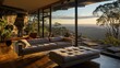 © Anna - a living room filled with furniture and a view of the mountains.  generative ai