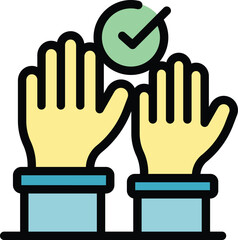 Poster - Hands election icon outline vector. Vote online. People internet color flat