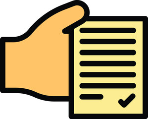 Poster - Take election paper icon outline vector. Vote online. Mobile poll color flat