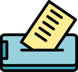 Poster - Online paper voter icon outline vector. People internet. Vote ballot color flat