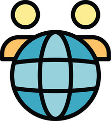 Poster - Global democracy icon outline vector. Digital poll. Vote online color flat