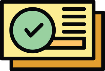 Poster - Paper approved election icon outline vector. Digital poll. Online ballot color flat