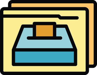 Poster - Voter box icon outline vector. People poll. Digital mobile color flat