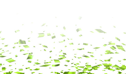 Canvas Print - Falling green cut out foil ribbon confetti.