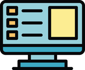 Poster - Online vote monitor icon outline vector. Digital poll. Referendum box color flat