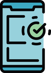Poster - Smartphone ballot icon outline vector. Vote online. Mobile poll color flat