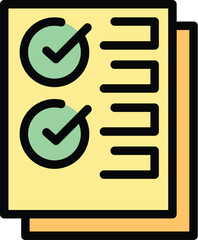 Poster - Vote online paper icon outline vector. Ballot election. Mobile election color flat