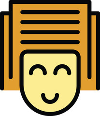 Poster - Online work icon outline vector. Video computer. Stay home color flat