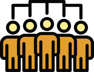 Poster - Teamgroup icon outline vector. Team education. Online people color flat