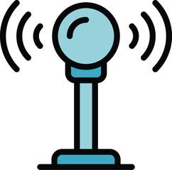Poster - Radio antenna icon outline vector. Social stay. Virtual meeting color flat