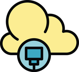 Poster - Cloud data icon outline vector. Social stay. Network education color flat