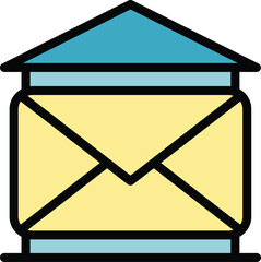 Poster - Home mail icon outline vector. Social stay. Group education color flat