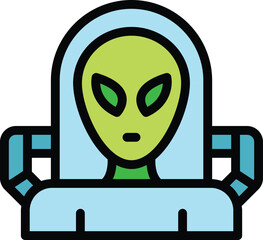Poster - Astronaut alien icon outline vector. Space monster. Planet cute color flat