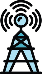Poster - Radio tower icon outline vector. Space alien. Monster ufo color flat