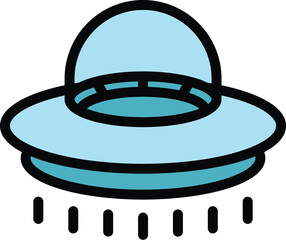 Poster - Fly ufo icon outline vector. Space monster. Cute ship color flat