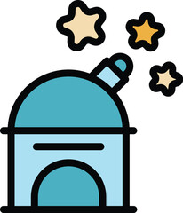 Poster - Telescope icon outline vector. Spaceship alien. Rocket game color flat