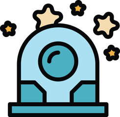 Poster - Astronaut telescope icon outline vector. Alien ufo. Cute ship color flat