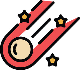 Poster - Asteroid icon outline vector. Space alien. Rocket game color flat