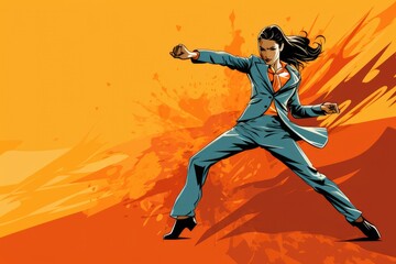 Wall Mural - Dynamic Kick Show the model executing a high kick - colorfull graphic novel illustration in comic style