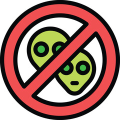 Poster - Restricted aliens icon outline vector. Space alien. Monster comic color flat