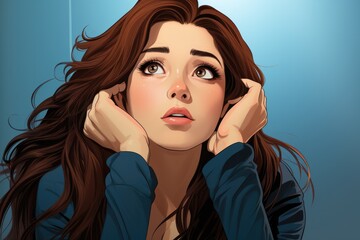 Wall Mural - Focused Intensity Depict the beautiful girl - colorfull graphic novel illustration in comic style