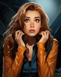 Inquisitive Look Depict the girl tilting her head - colorfull graphic novel illustration in comic style