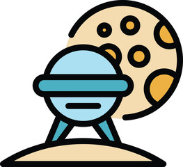 Poster - Space ufo icon outline vector. Alien astronaut. Moon planet color flat