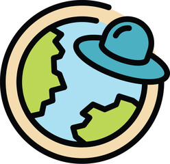 Poster - Ufo icon outline vector. Space alien. Monster comic color flat