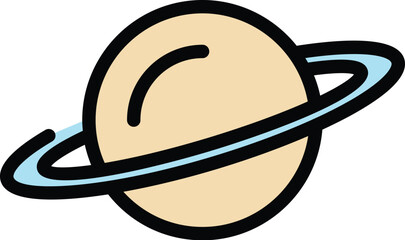 Poster - Saturn planet icon outline vector. Rocket space. Alien ufo color flat