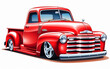 red retro car. An intricately crafted vector illustration showcasing the timeless beauty of an American classic custom pickup truck.
