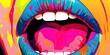 AI Generated. AI Generative. Pop art retro vintage lips mouth cartoon style. Attractive girl face with smile. Graphic Art