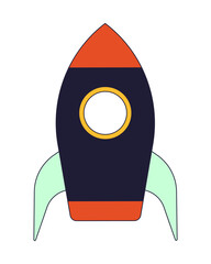 Poster - Rocket flat line color isolated vector object. Space exploration spaceship. Editable clip art image on white background. Simple outline cartoon spot illustration for web design
