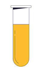 Poster - Test tube with liquid flat line color isolated vector object. Container for chemicals. Editable clip art image on white background. Simple outline cartoon spot illustration for web design