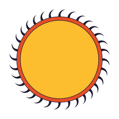 Poster - Sun flat line color isolated vector object. Light and heat star. Editable clip art image on white background. Simple outline cartoon spot illustration for web design