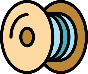 Poster - Fiber bobbin icon outline vector. Optic cable. Internet network color flat
