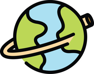 Poster - Global fiber icon outline vector. Internet network. Data computer color flat