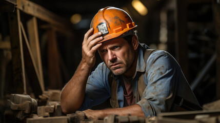 stressed construction worker