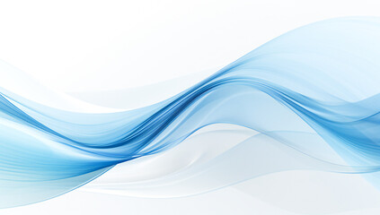 Poster - Smooth clean blue abstract background, with curved lines and shapes