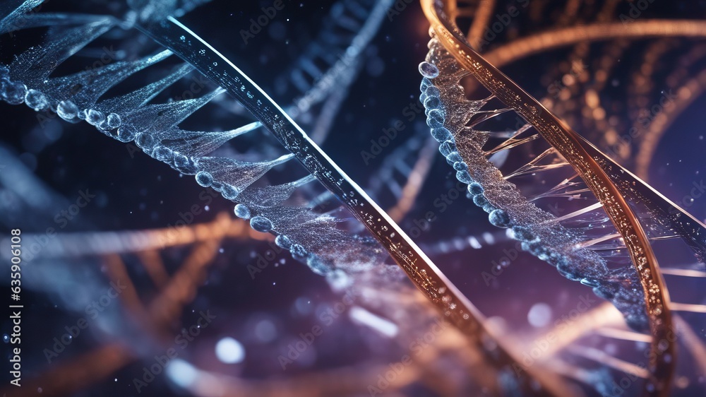 Dna Code Chain Art concept of observing mutations and changes in the genetic code of ...