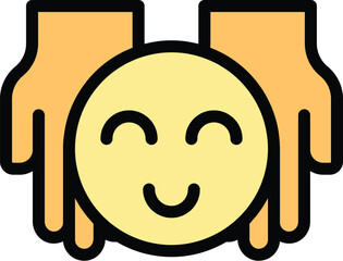 Sticker - Keep positive icon outline vector. Mental calm. Mind energy color flat