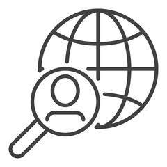 Poster - Man in Magnifier and Globe vector People Search with Magnifying Glass concept line icon