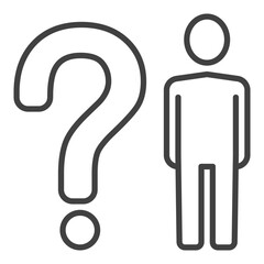 Poster - Man with Question Mark vector concept outline icon or symbol