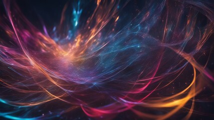 Wall Mural - abstract art concept, energetic neon threads that connect all things in the universe, neural network