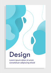 Wall Mural - Abstract blue cover concept. Poster or banner, booklet. Liquid and drop. Curved lines and shapes. Template, layout and mock up. Cartoon flat vector illustration isolated on grey background