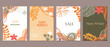 A set of postcards. Birthday card. Discount, sale. Hello autumn. Save the date. Invitation. Flowers and leaves are hand drawn