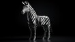  a zebra is standing in the middle of a dark room.  generative ai