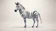  a zebra standing on a white surface with a gray background.  generative ai